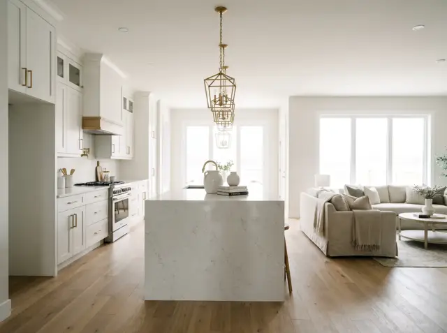 Renovated residential kitchen and living space